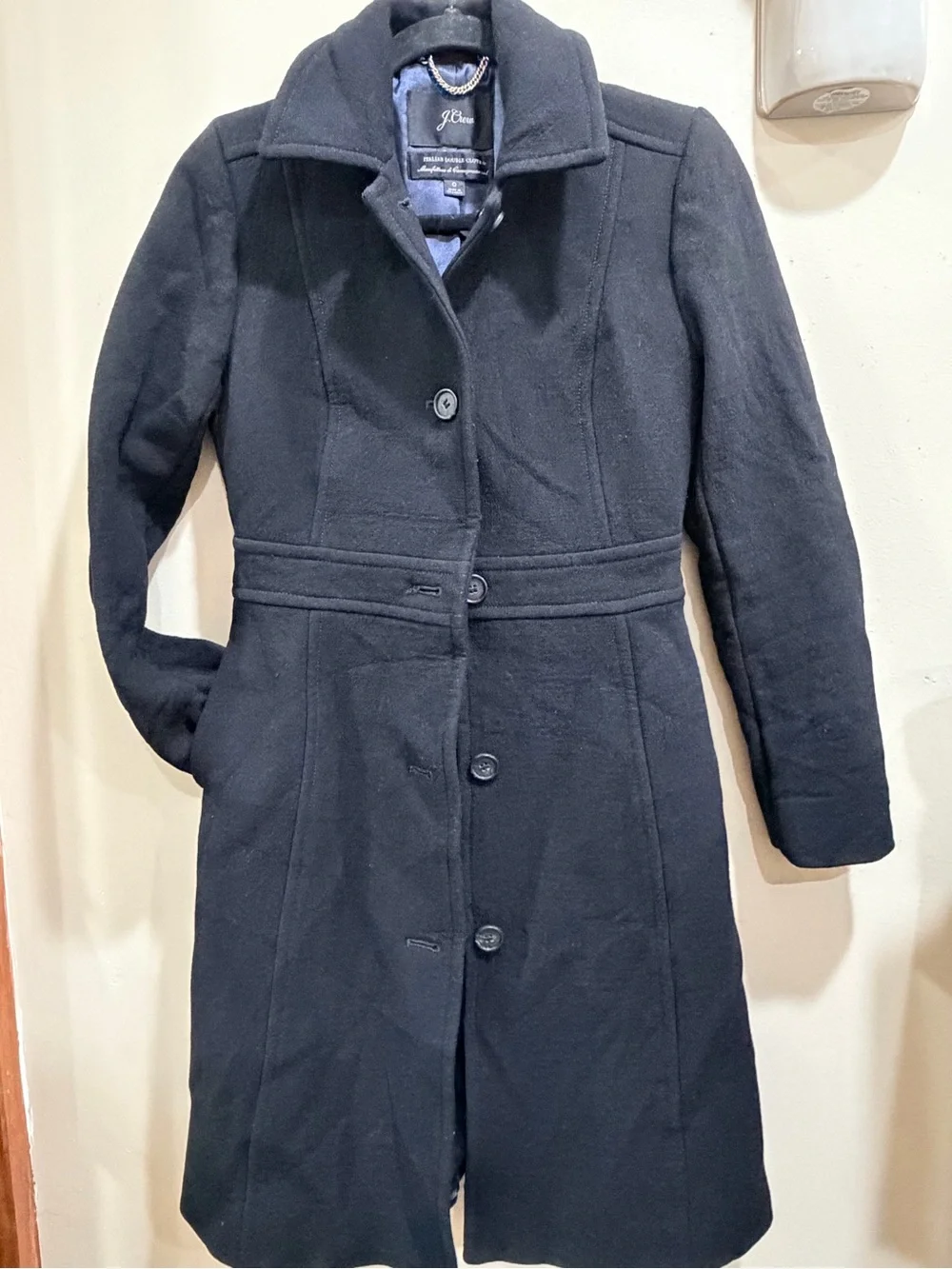 J. Crew Black Wool-Blend Midweight Trench Coat
